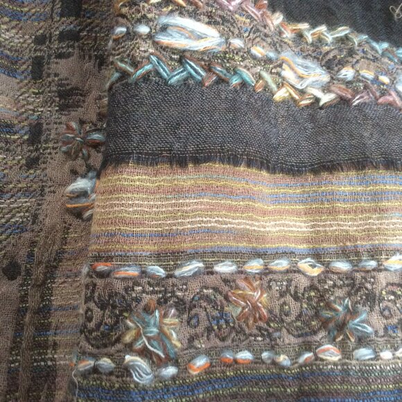 Aziza by Biz Wool Embroidered Boho Shawl Scarf One Size - Picture 2 of 6